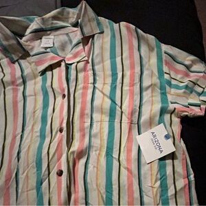 women’s Arizona striped button up shirt sz 14L